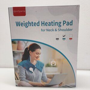 COMFYTEMP Weighted Heat Pad Neck Shoulder Wearable Washable Flannel Blue 19"x22"